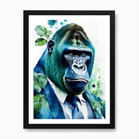 Gorilla In Tuxedo Gorillas Mosaic Watercolour 2 Art Print