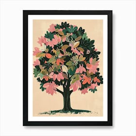 Chestnut Tree Colourful Illustration 2 Art Print