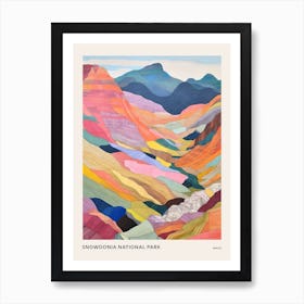 Snowdonia National Park Wales Colourful Mountain Illustration Poster Art Print