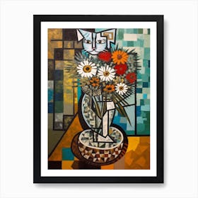 Queen With A Cat 2 Cubism Picasso Style Art Print