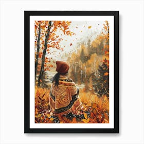 Autumn Woman In The Woods Art Print