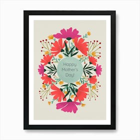 Happy Mother's Day Floral Frame Art Print