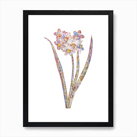 Stained Glass Narcissus Easter Flower Mosaic Botanical Illustration on White n.0049 Art Print