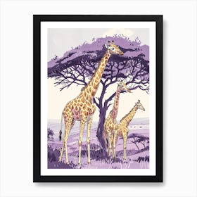 Herd Of Giraffe Cute Illustration  7 Art Print