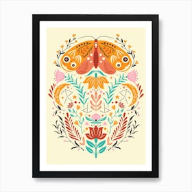 Colorful Butterfly Boho Botanical Art Print