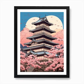 Matsumoto Castle, Japan Vintage Travel Art 3 Art Print