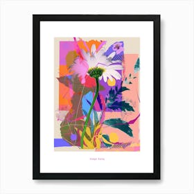 Oxeye Daisy 1 Neon Flower Collage Poster Art Print