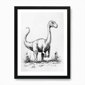 Dinosaur Black & White Illustration Affiche