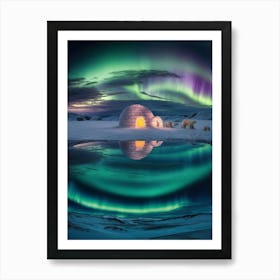 Aurora Over Igloo Art Print