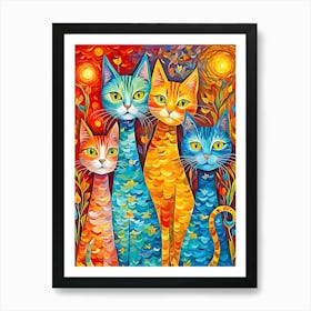 Four Cats Art Print