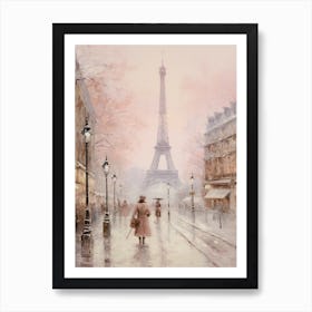 Dreamy Winter Painting Paris France 2 Art Print