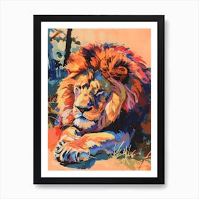 Transvaal Lion Resting In The Sun Fauvist Painting 3 Art Print