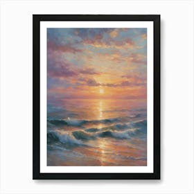 Pastel Sunrise Over Key West Florida - Ocean Coastal Oil Painting Dreamscape Heavenly Art Print