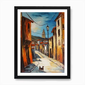 Painting Of Sydney With A Cat In The Style Of Surrealism, Dali Style 4 Art Print