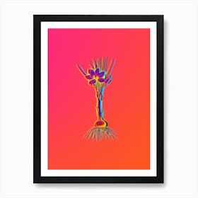 Neon Crocus Sativus Botanical in Hot Pink and Electric Blue Art Print