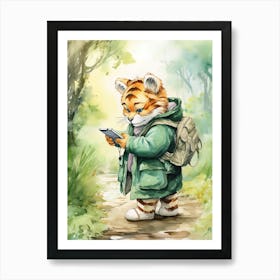 Tiger Illustration Geocaching Watercolour 2 Art Print