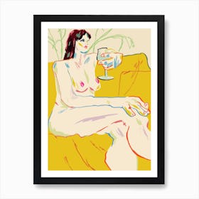 Girl With A Wineglass Art Print