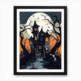 Spooky Haunted House Halloween Art Print