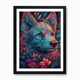 Psychedelic Wolf 1 Art Print