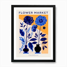 Blue Flower Market Poster Calendula 3 Art Print