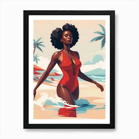 Woman In Red Swimsuit Art Print