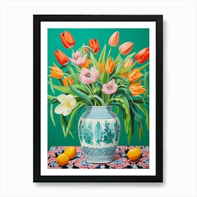 Flowers In A Vase Still Life Painting Tulips 4 Art Print