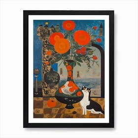 Lilies With A Cat 1 Surreal Joan Miro Style  Art Print