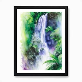 Nauyaca Waterfalls, Costa Rica Water Colour  (3) Art Print