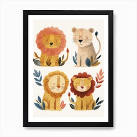 Barbary Lion In Different Seasons Clipart 2 Art Print