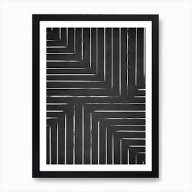 Black White Geo Lines B Art Print