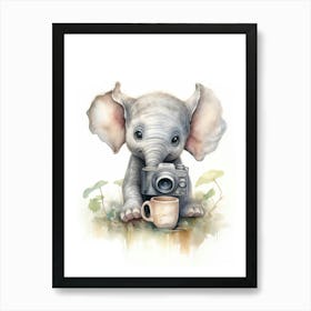 Elephant Painting Photographing Watercolour 4 Art Print