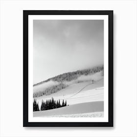 Niseko, Japan Black And White Skiing Poster Art Print