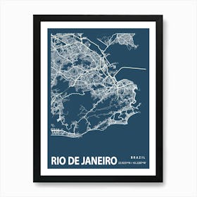 Rio De Janeiro Blueprint City Map 1 Art Print