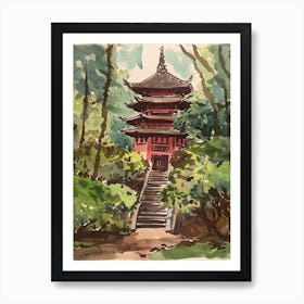 Ninna Ji Temple Gardens, Japan, Painting 6 Art Print