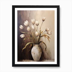 Tulip, Autumn Fall Flowers Sitting In A White Vase, Farmhouse Style 3 Art Print