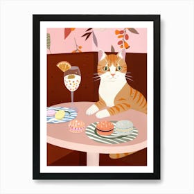 Cat And Macarons 1 Art Print