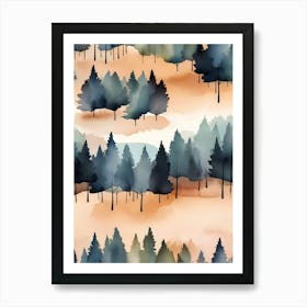 Watercolor Forest Seamless Pattern Art Print