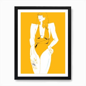 Girl In Bathing Suit Yellow Art Print