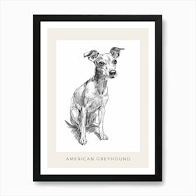 American Greyhound Dog Line Sketch 1 Poster Art Print
