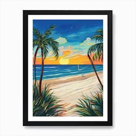 Siesta Key Beach, Florida, Matisse And Rousseau Style 4 Art Print