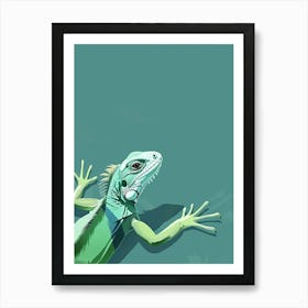 Fiji Crested Iguana Abstract Modern Illustration 1 Art Print