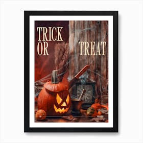 Trick or Treat Halloween retro style poster Art Print