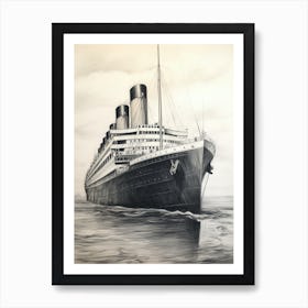 Titanic Ship Charcoal 1 Art Print