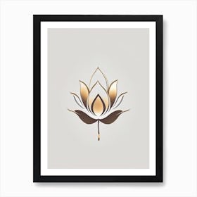 Lotus Flower, Buddhist Symbol Retro Minimal 4 Art Print