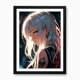 Anime Girl With Tattoos 2 Art Print