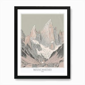 Mount Whitney Usa Color Line Drawing 2 Poster Art Print