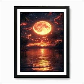 Full Moon Over Water 27 Art Print