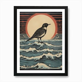 Vintage Bird Linocut Dipper 4 Art Print