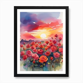 Sunset Roses 1 Art Print