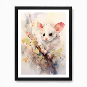 Light Watercolor Painting Of A Posing Possum 3 Art Print
